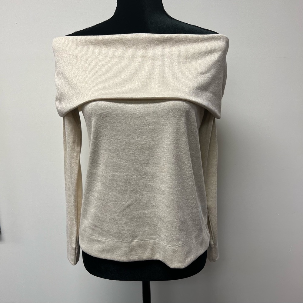 LOFT Shimmer Ribbed Off The Shoulder Top Blouse
